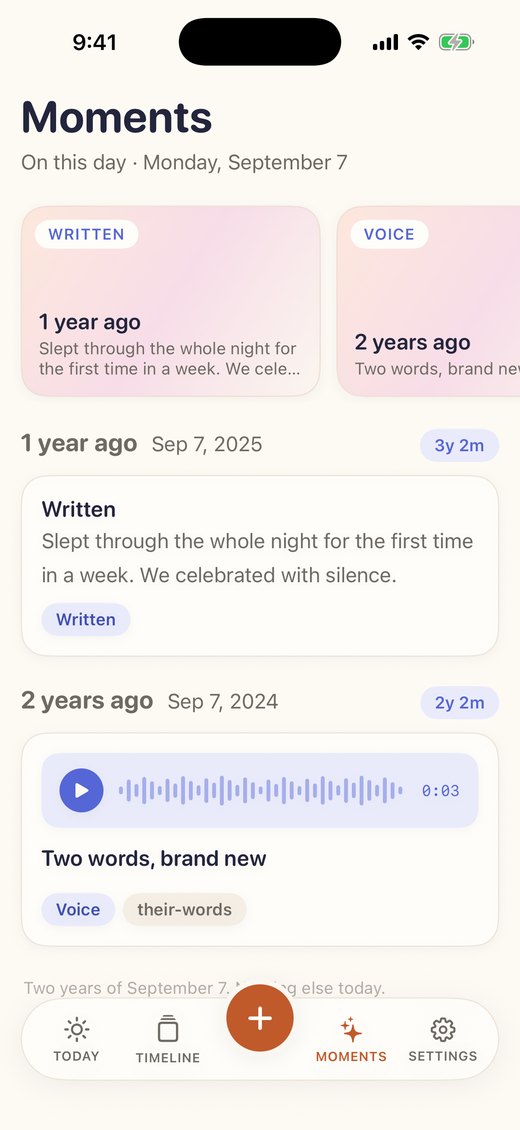 The Moments screen showing this day in earlier years.
