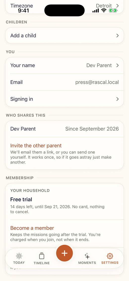 The membership card in settings showing the trial and its end date.